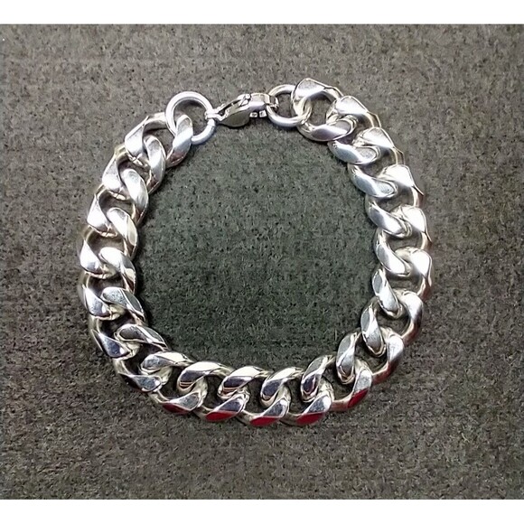 Men's Miami Cuban Curb 15 mm Link Steel Bracelet Sz 8.75  *Biker* High Polish - Picture 1 of 12